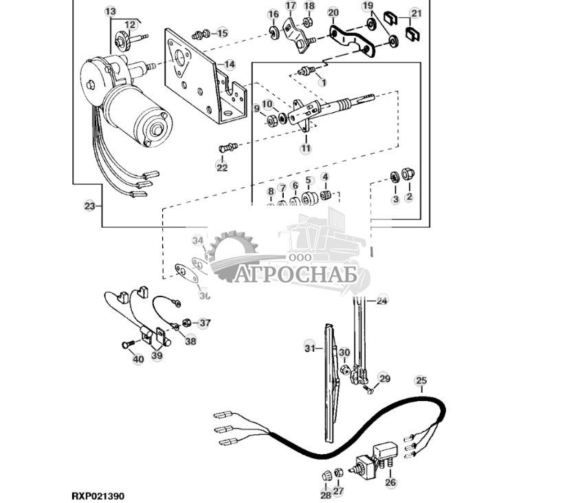 Right-Hand Windshield Wiper And Motor 